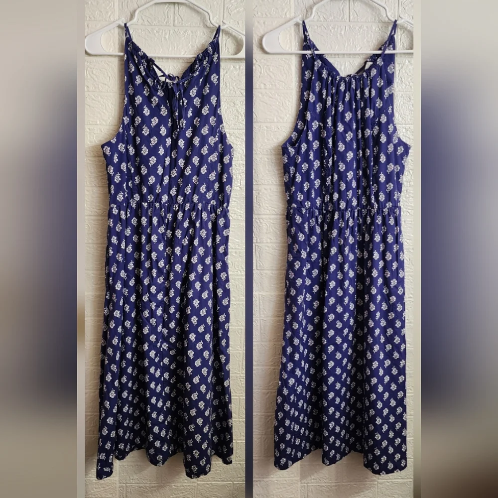 J. Crew Navy and White Patterned Maxi Dress - Picture 1 of 7